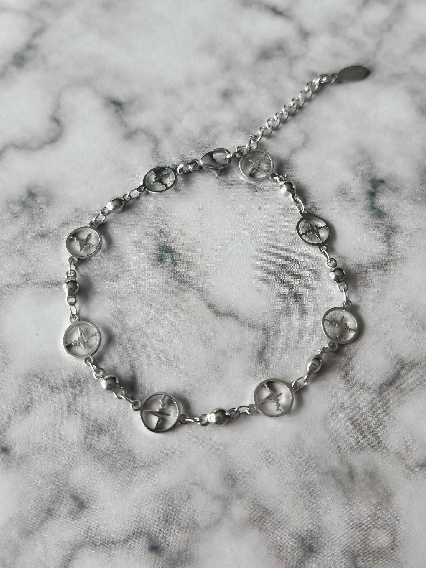 Heartbeat Chain Bracelet | Gothic Stainless Steel Bracelet | Halloween Jewellery | Adjustable Bracelet
