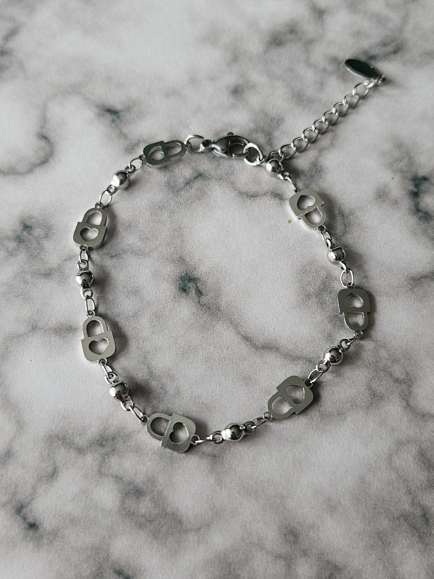 Heart Padlock Chain Bracelet | Stainless Steel Charm Bracelet | Adjustable Romantic Jewellery