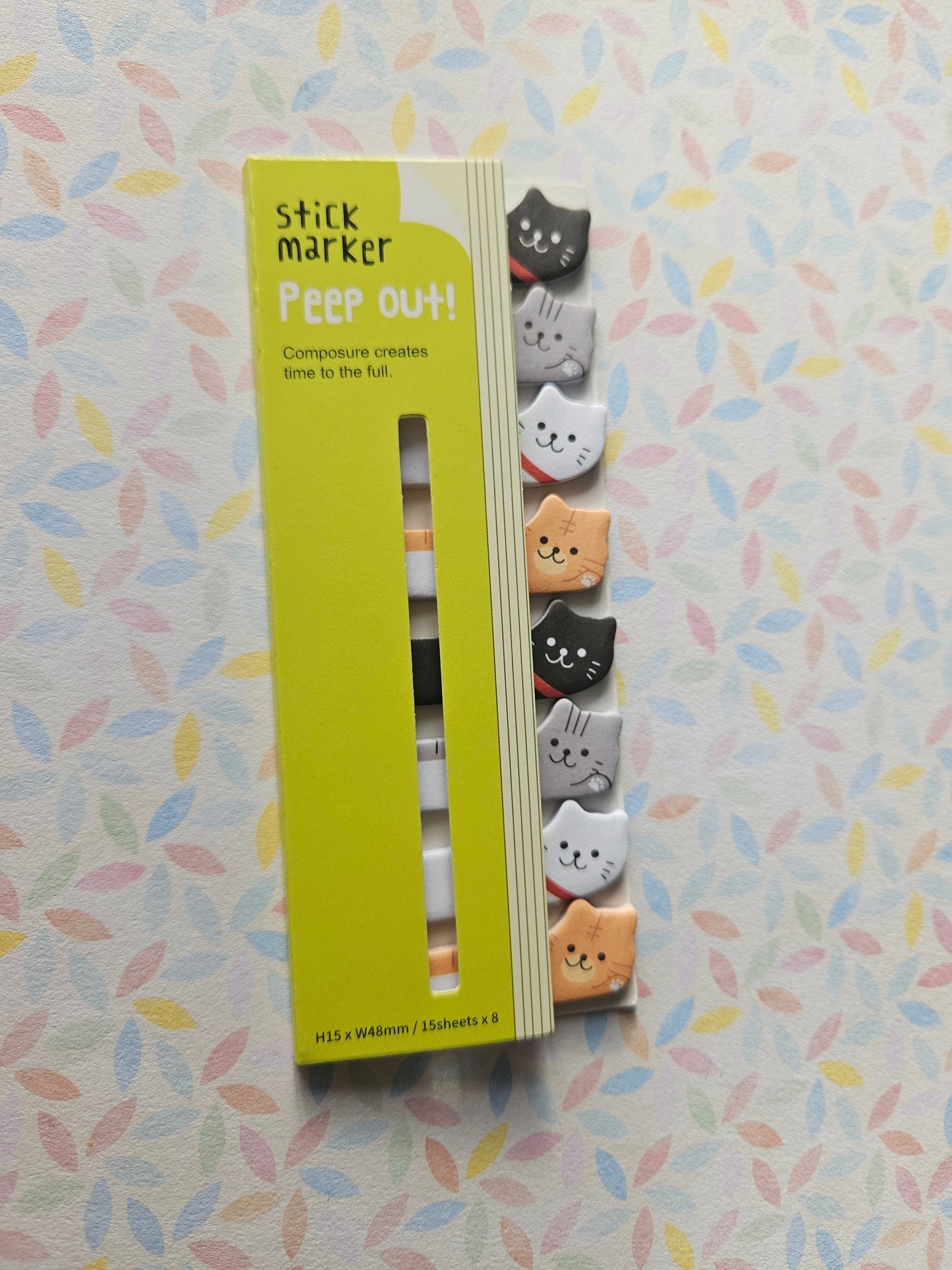 Cat Sticky Note Tabs | Planner & Journal Page Markers | 8 Pads, 15 Sheets Each | Cute Stationery
