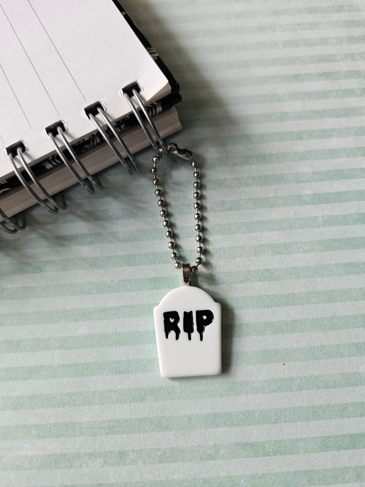 Gravestone Planner Charm | Gothic Resin Journal Charm | Halloween Zipper Pull | Spooky Stationery Accessory