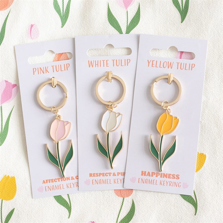 Pink Tulip Keyring | Floral Keychain Accessory | Cute Spring Gift | Mother’s Day Present