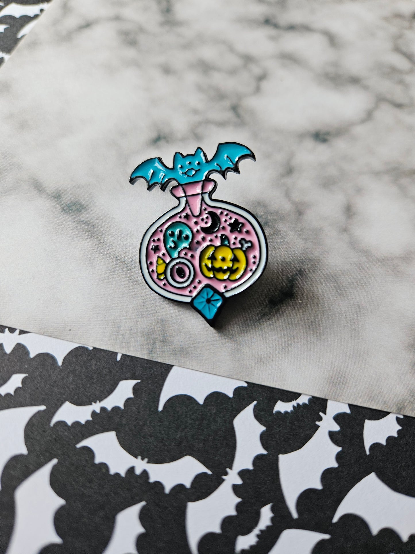 enamel pin badge - bat potion vial