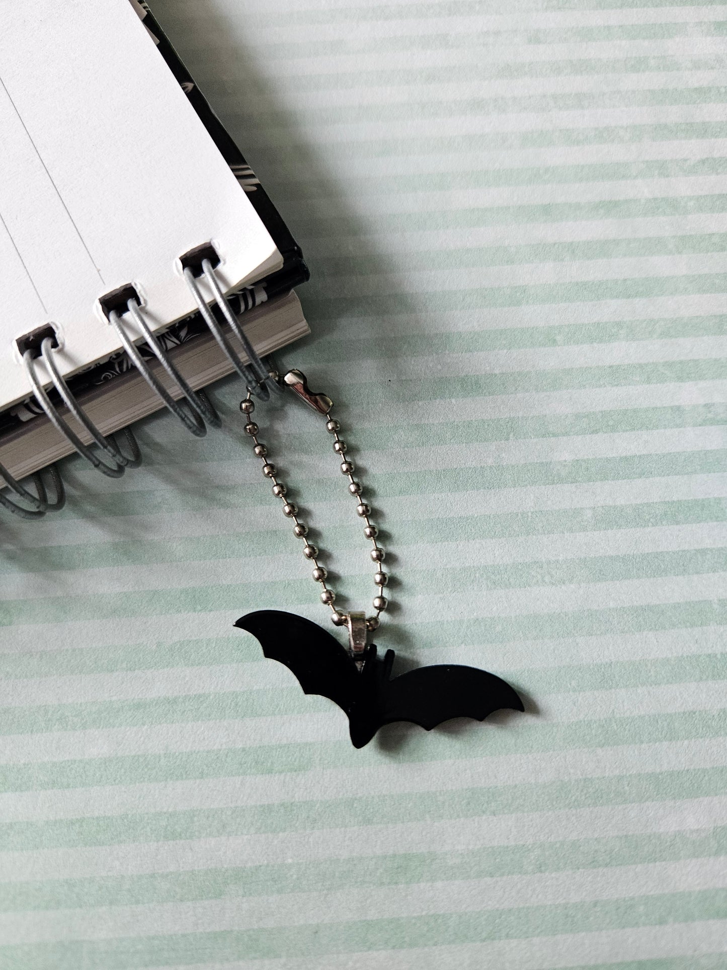 Black Bat Planner Charm | Gothic Journal Charm | Resin Bat Zipper Pull | Halloween Stationery Accessory