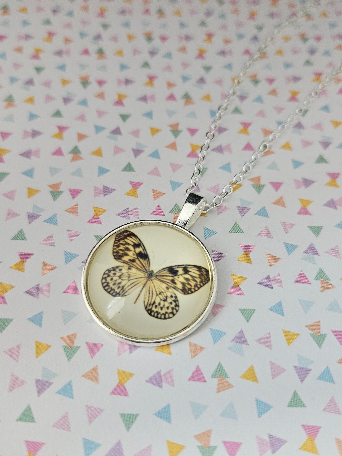 brown butterfly dome necklace