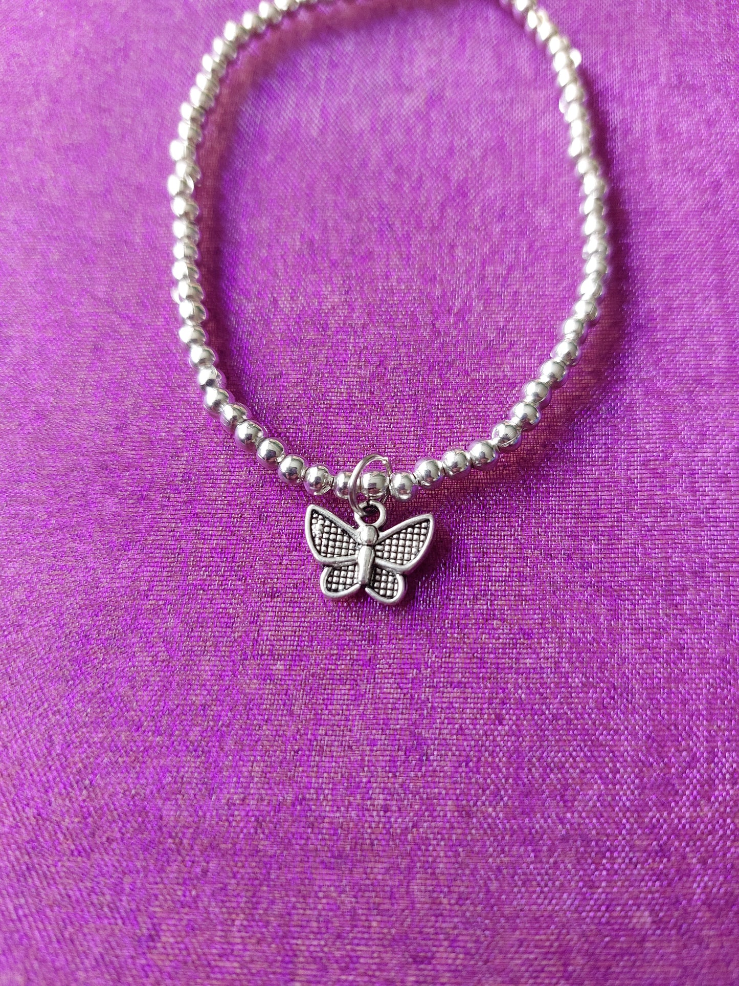 Butterfly Charm Bracelet | Beaded Elastic Jewellery | Cute Nature & Statement Accessory