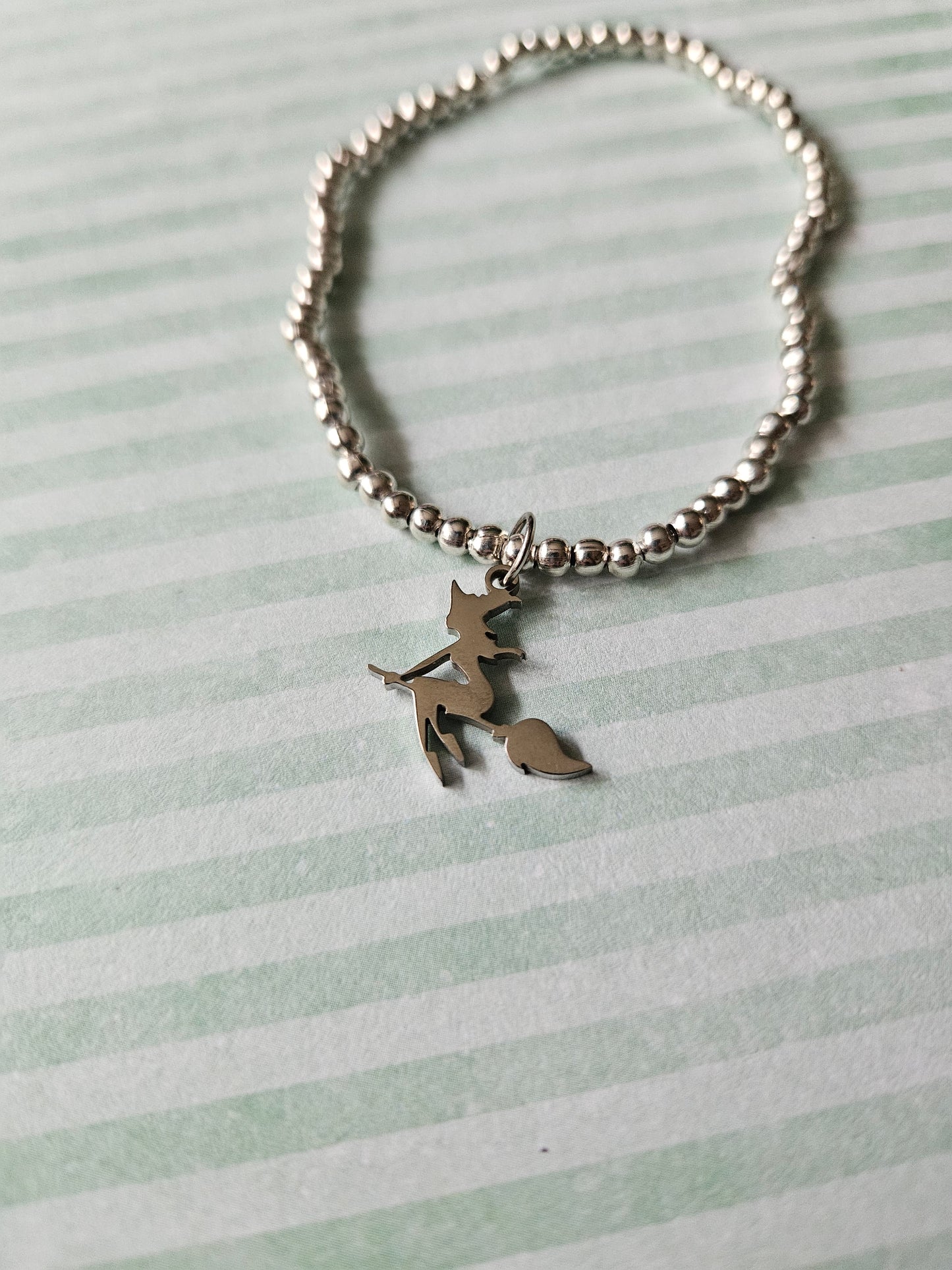 Witch Charm Bracelet | Beaded Elastic Jewellery | Gothic & Mystical Statement Accessory