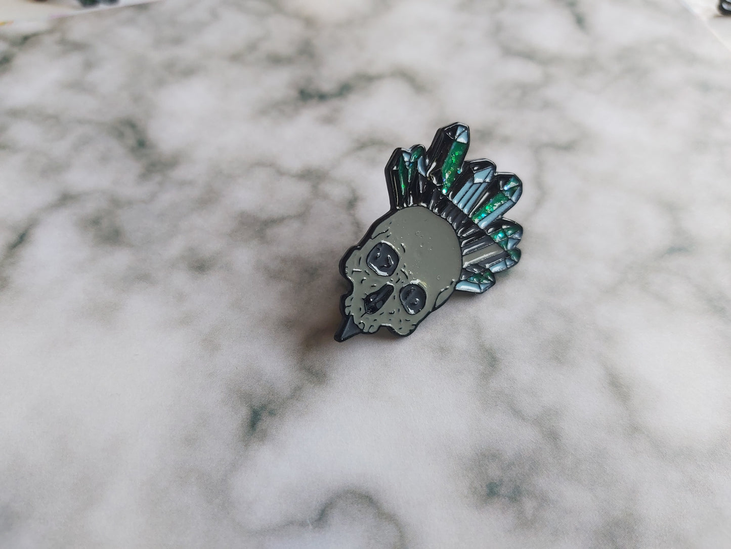Enamel Pin Badge - Geode Skull