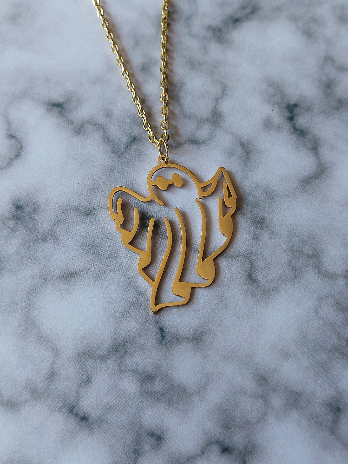 Gold Ghost Necklace - Cute Halloween Pendant | Spooky Witchy Jewellery Gift for Her