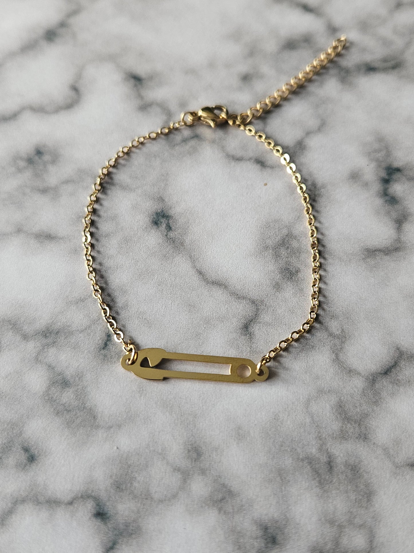 Safety Pin Chain Bracelet | Gothic Stainless Steel Bracelet | Punk Alternative Jewellery