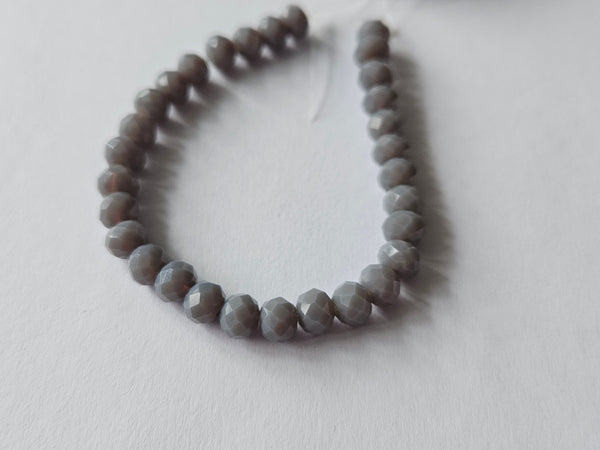 faceted glass beads - 6mm x 4mm - rondelle - grey 
