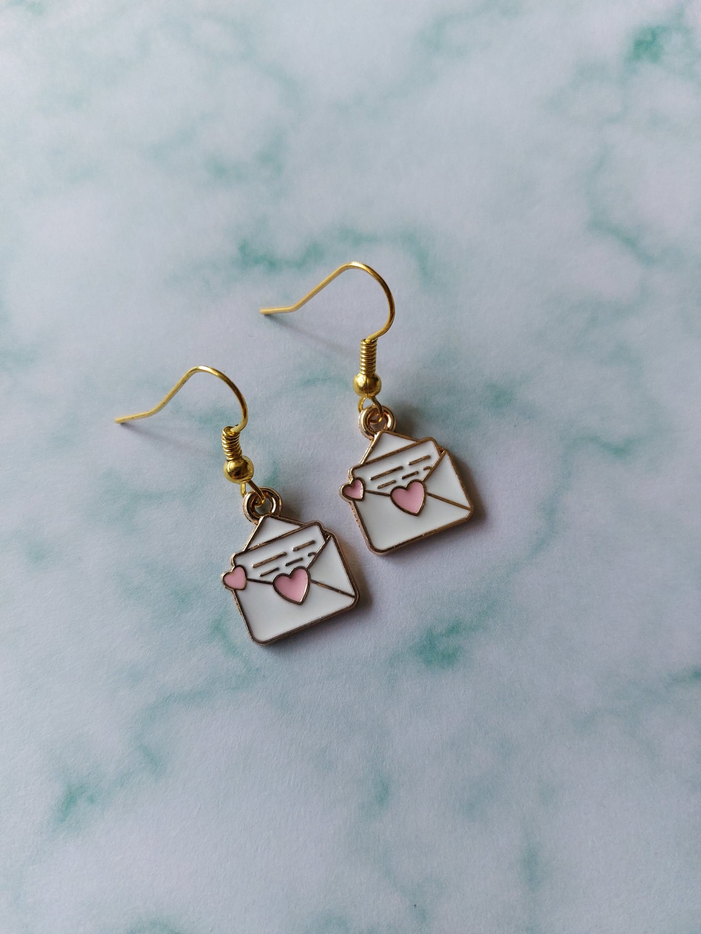 Cute Love Letter Earrings - Gold Plated Enamel Earrings, Tiny Romantic Accessories for Kawaii Fans & Everyday Jewelry