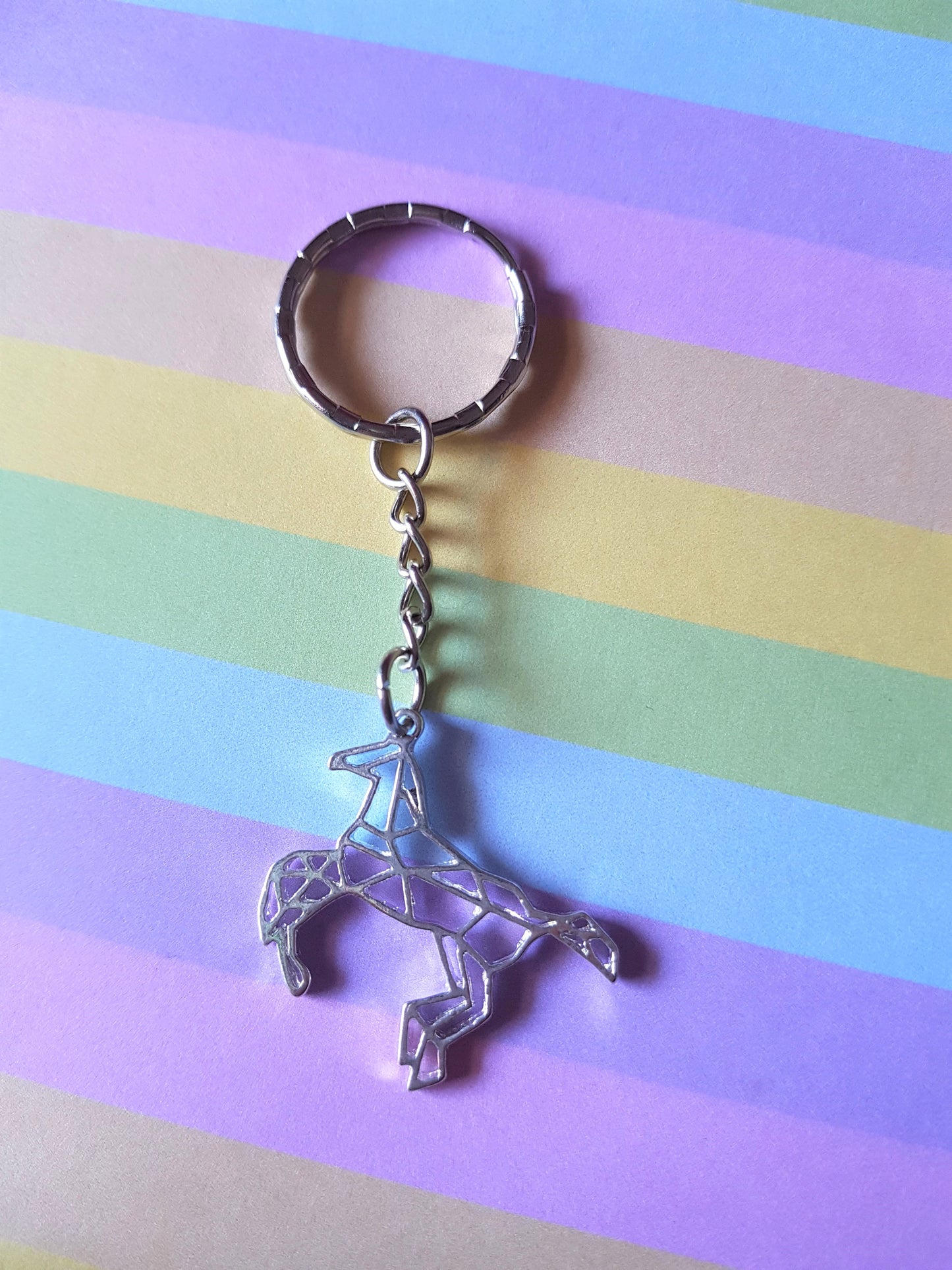 Origami Horse Keyring | Silver Plated Horse Pendant Keychain | Animal Keyring | Cute Minimal Gift