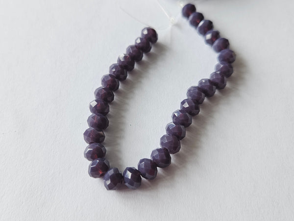 faceted glass beads - 6mm x 4mm - rondelle - purple