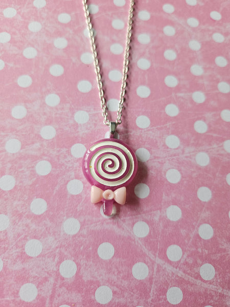swirl lollipop necklace - purple