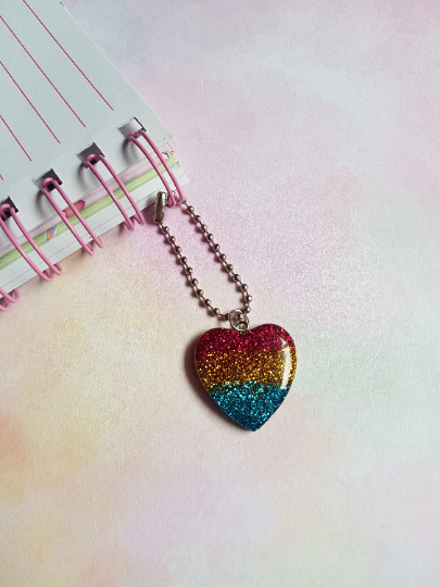 rainbow glitter heart planner charm