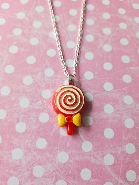 swirl lollipop necklace - red 