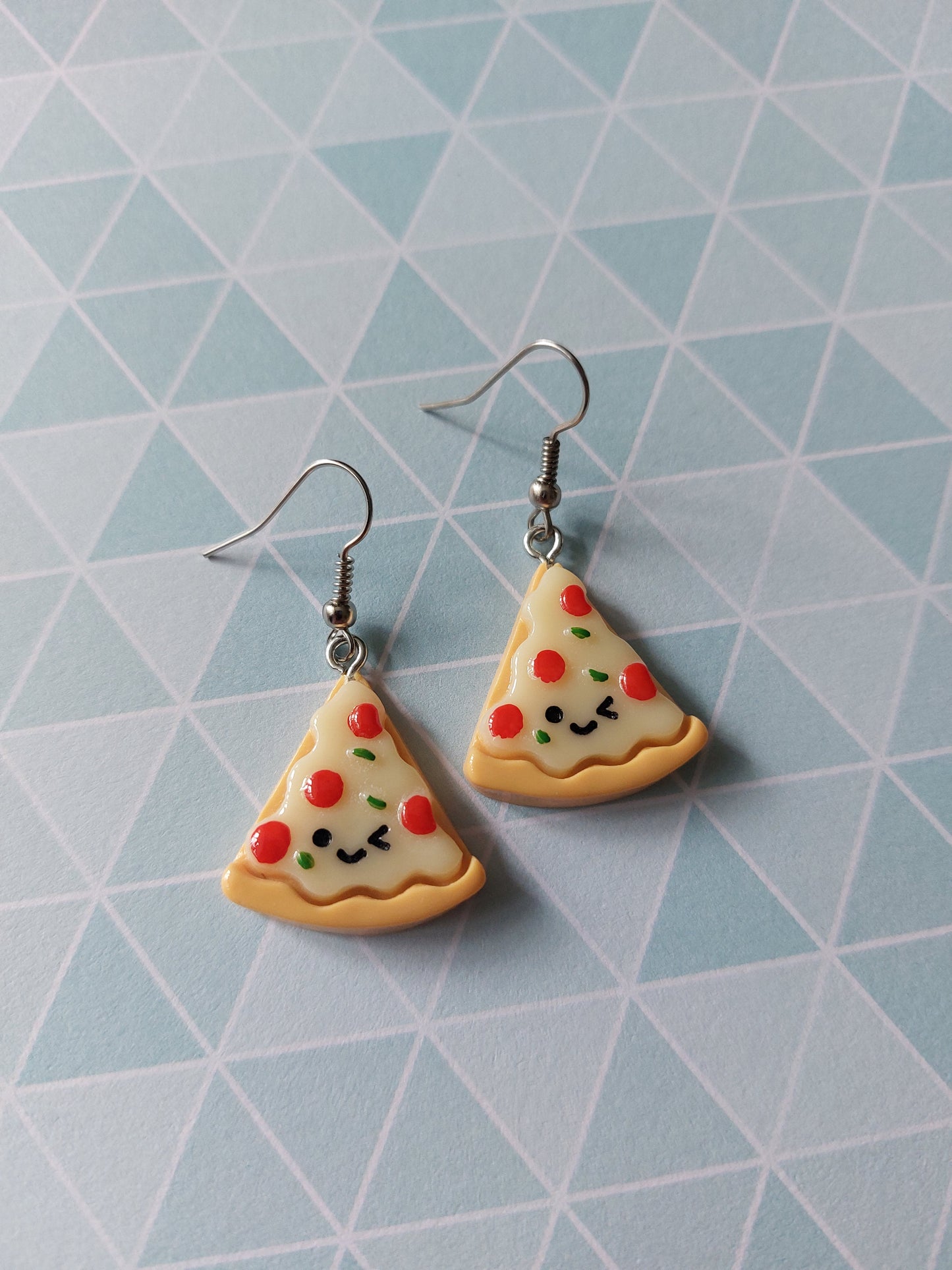 Pizza Earrings - Fun Resin Pendant Dangle, Cute Food Jewelry, Gift for Pizza Lovers, Kawaii Accessories, Statement Earrings