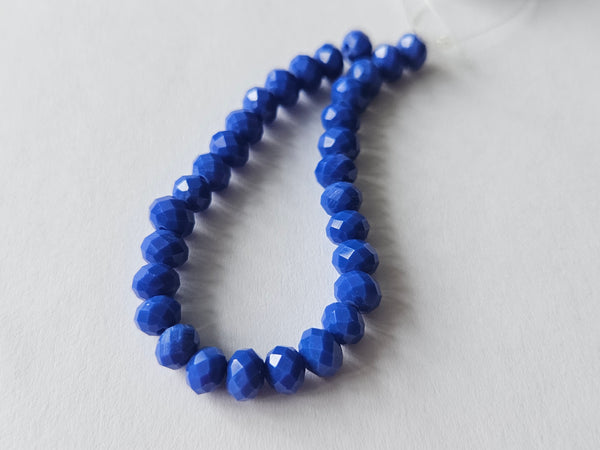 faceted glass beads - 6mm x 4mm - rondelle - royal blue 