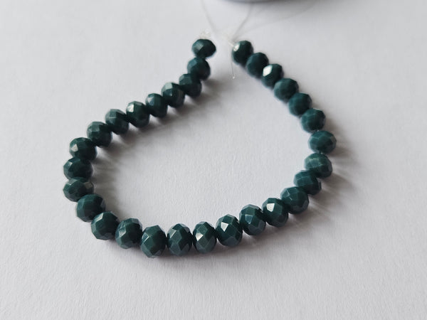 faceted glass beads - 6mm x 4mm - rondelle - sage green 