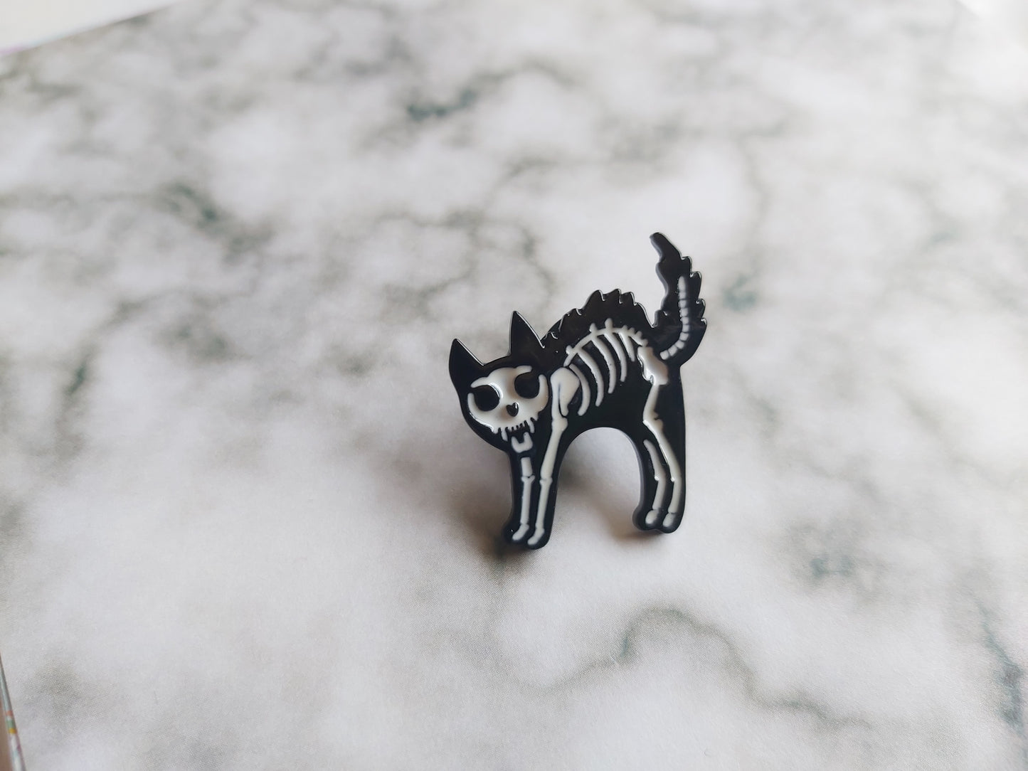 Enamel Pin Badge - Skeleton Cat
