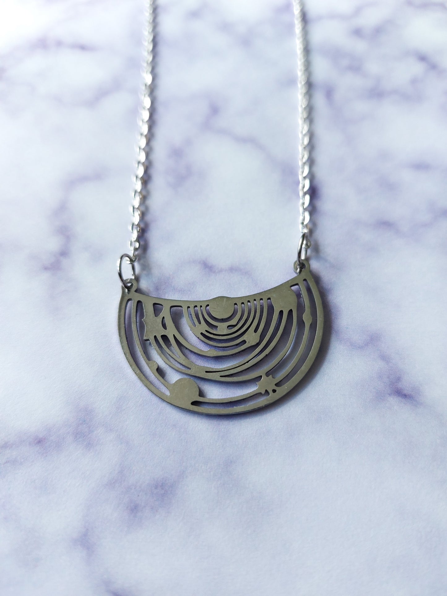 Solar System Necklace - Stainless Steel Space Pendant on Silver Chain | Astronomy Jewelry Gift for Him or Her