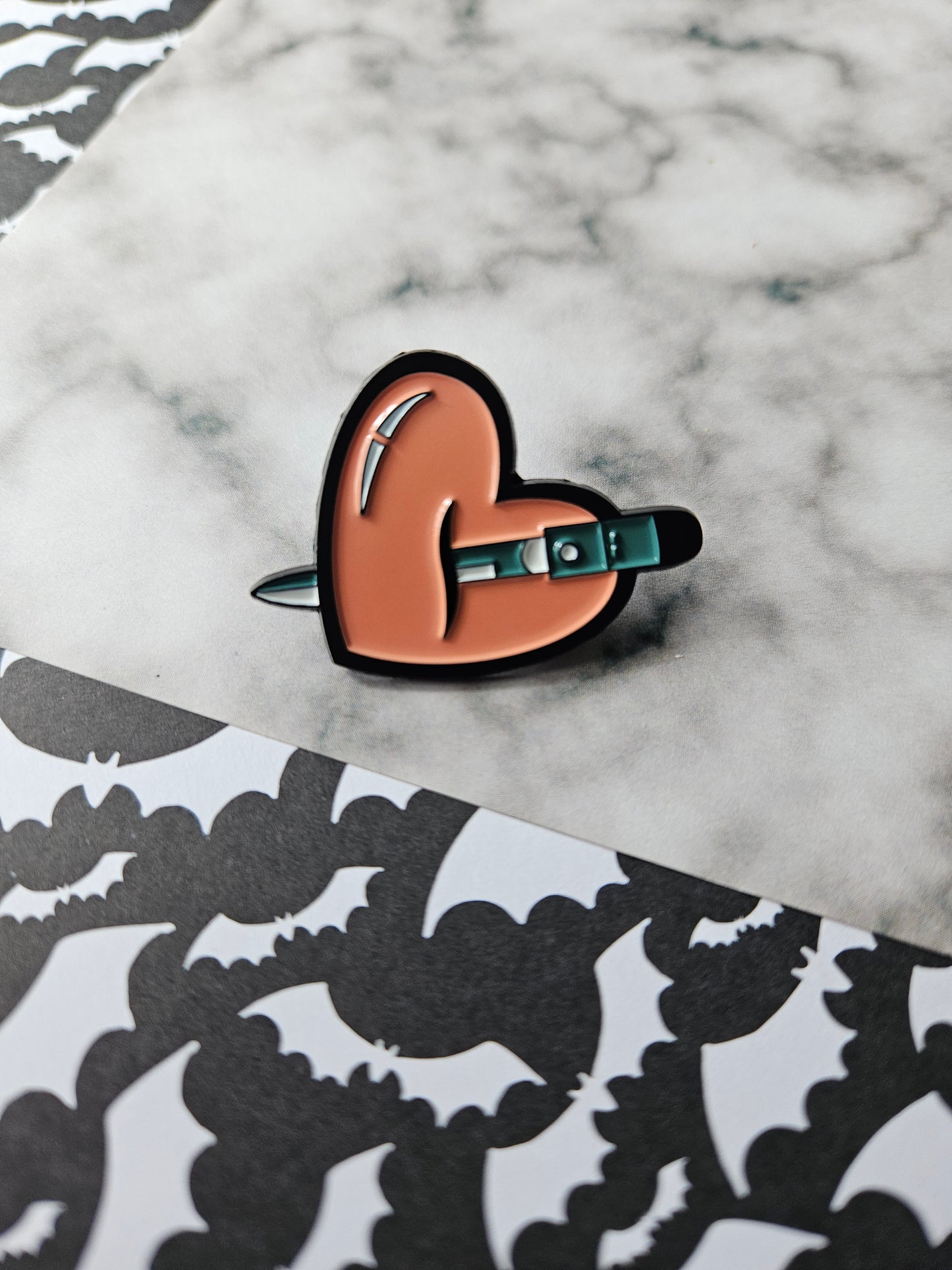 enamel pin badge - stabbed heart