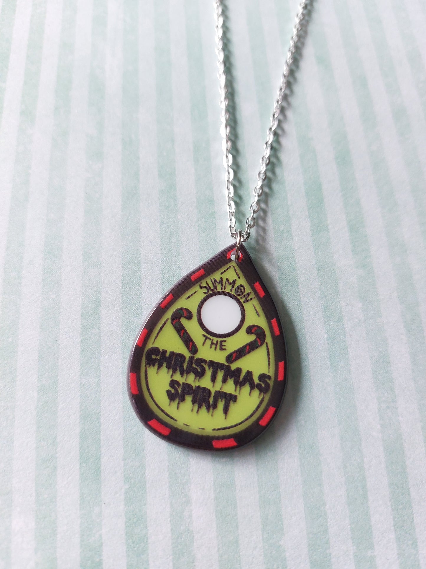 "summon the christmas spirit" planchette necklace