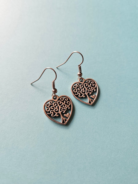 tree of life heart earrings