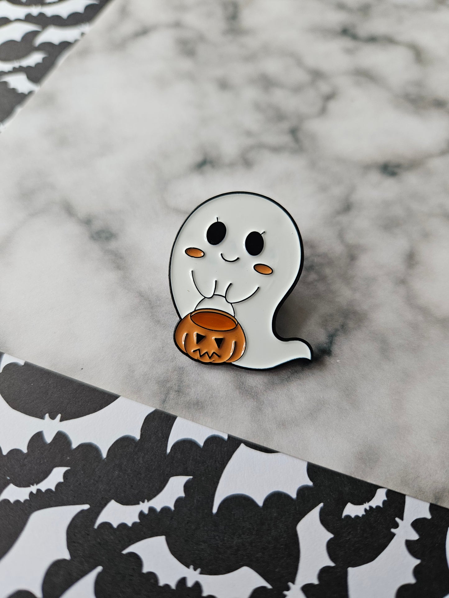 enamel pin badge - trick or treat ghost