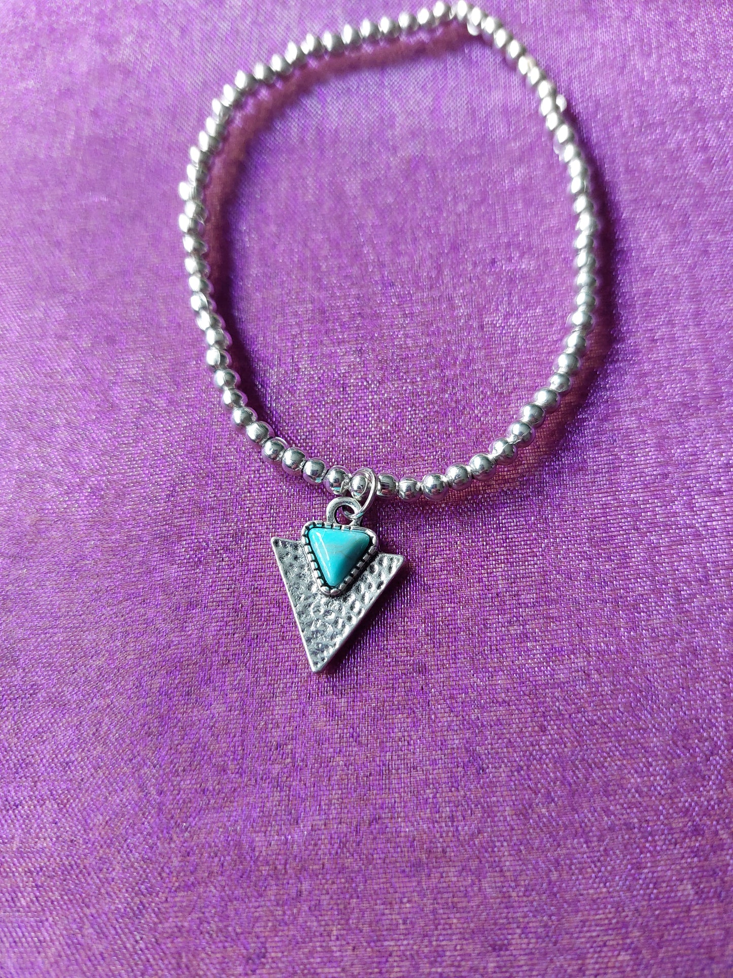Beaded Triangle Charm Bracelet | Silver Plated & Resin Inlay | Fun Geometric Jewellery