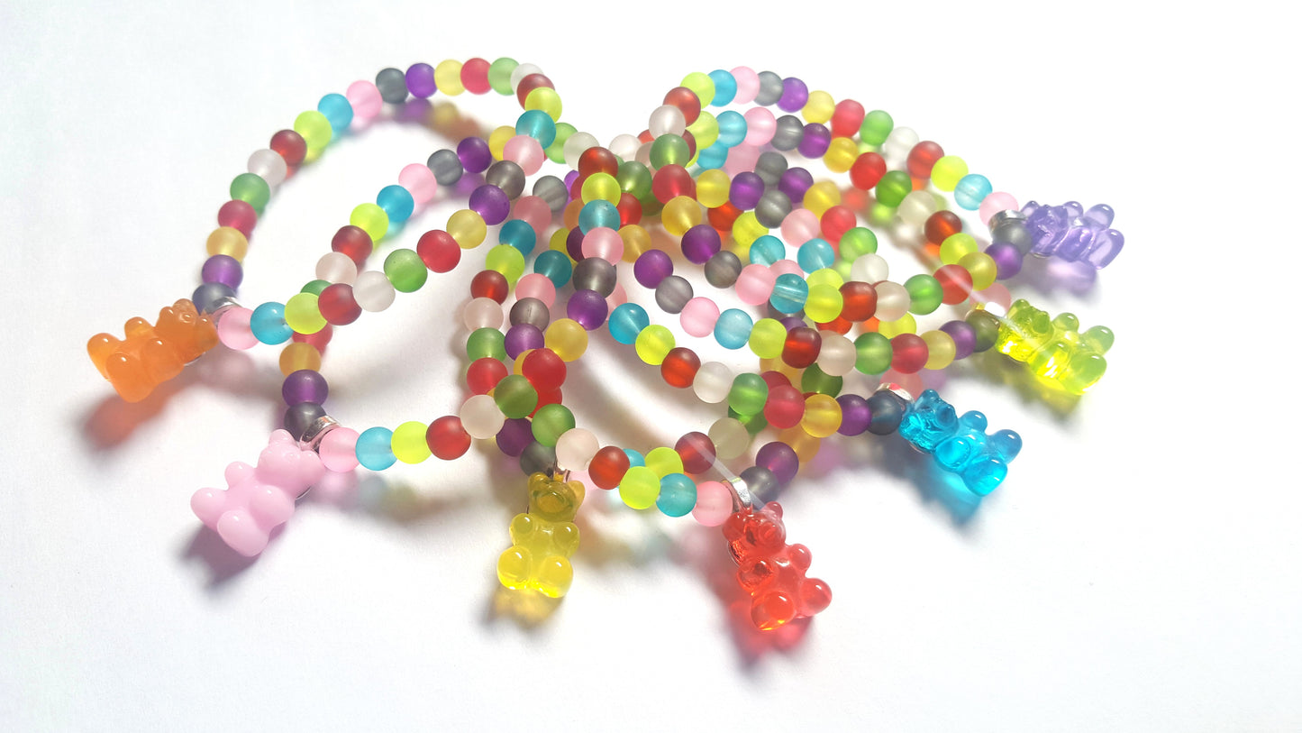 Cute Gummy Bear Bracelet - Colourful Beaded Elastic Bracelet | Kawaii Candy Jewelry Gift