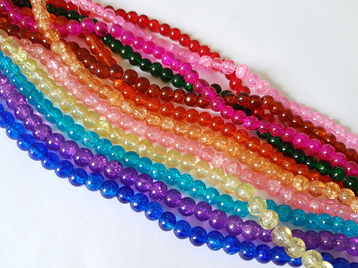 50 x 6mm Round Crackle Glass Beads | Jewellery Making Beads for Bracelets, Necklaces, Earrings & DIY Craft Projects