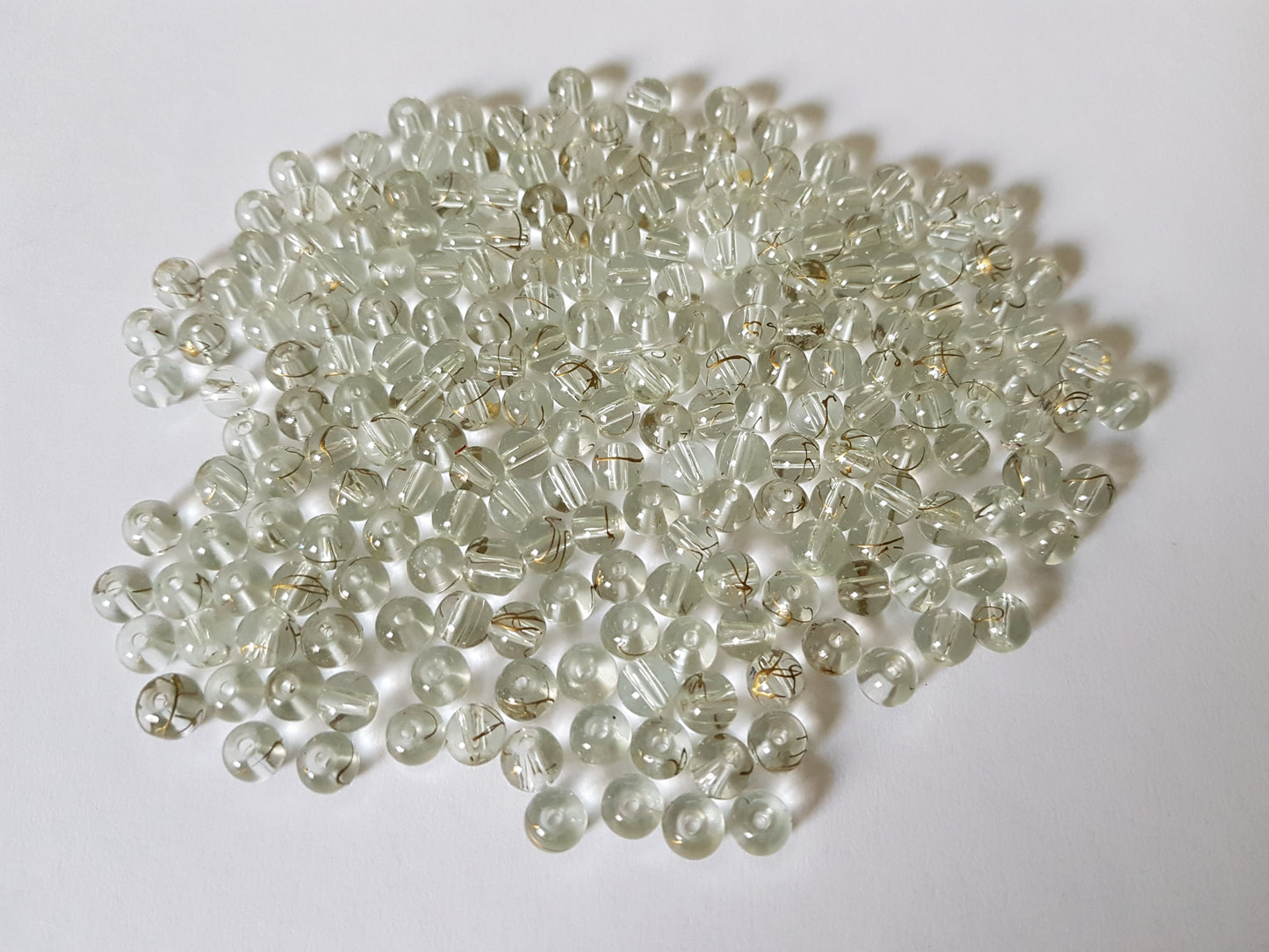 100 x 6mm Crackle Glass Drawbench Beads | Round Beads for Jewellery Making, Bracelets & DIY Crafts