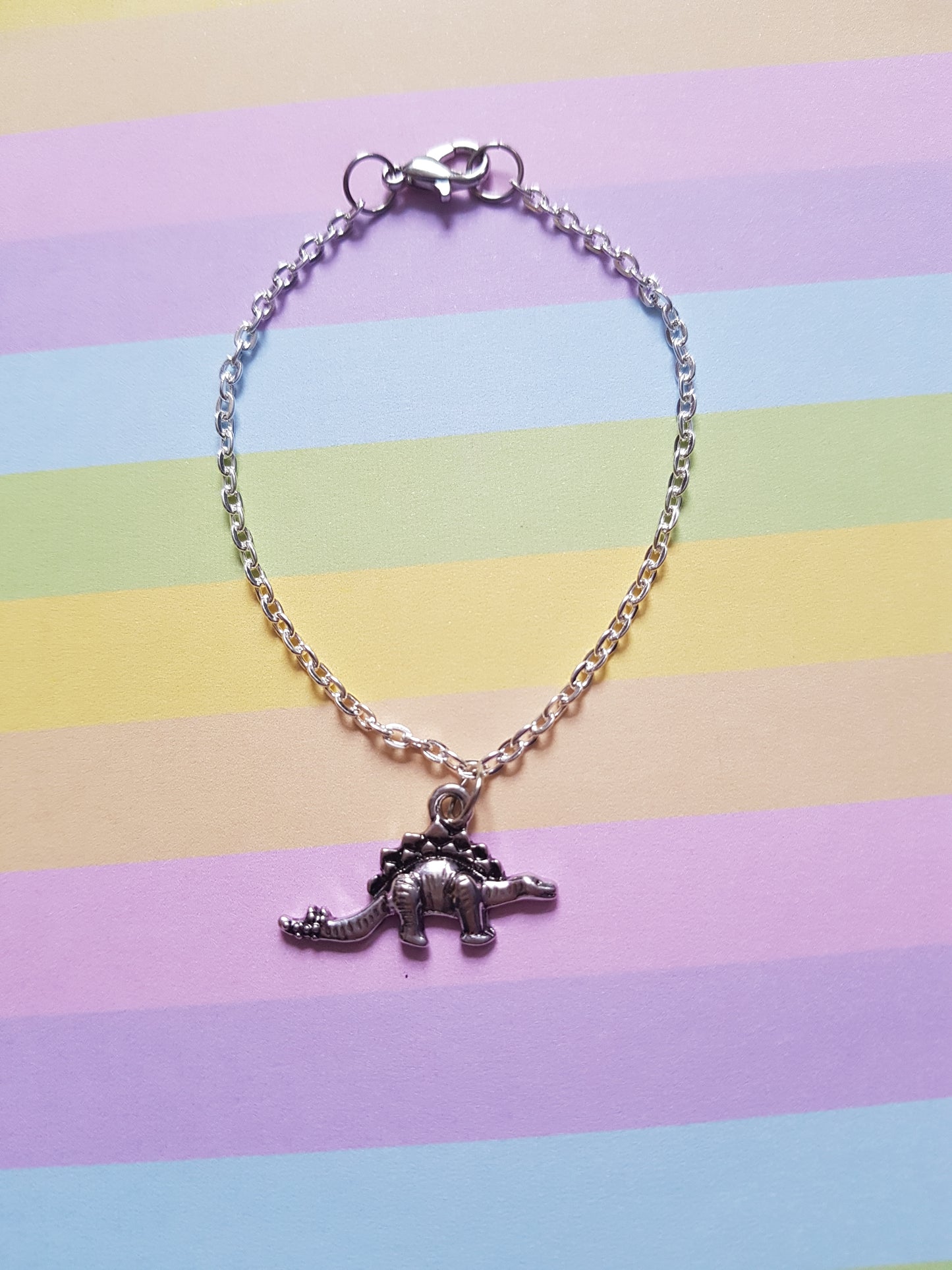 Silver Dinosaur Bracelet – Cute Dino Charm Jewellery, Fun Gift for Kids & Dino Lovers, Minimalist Bracelet
