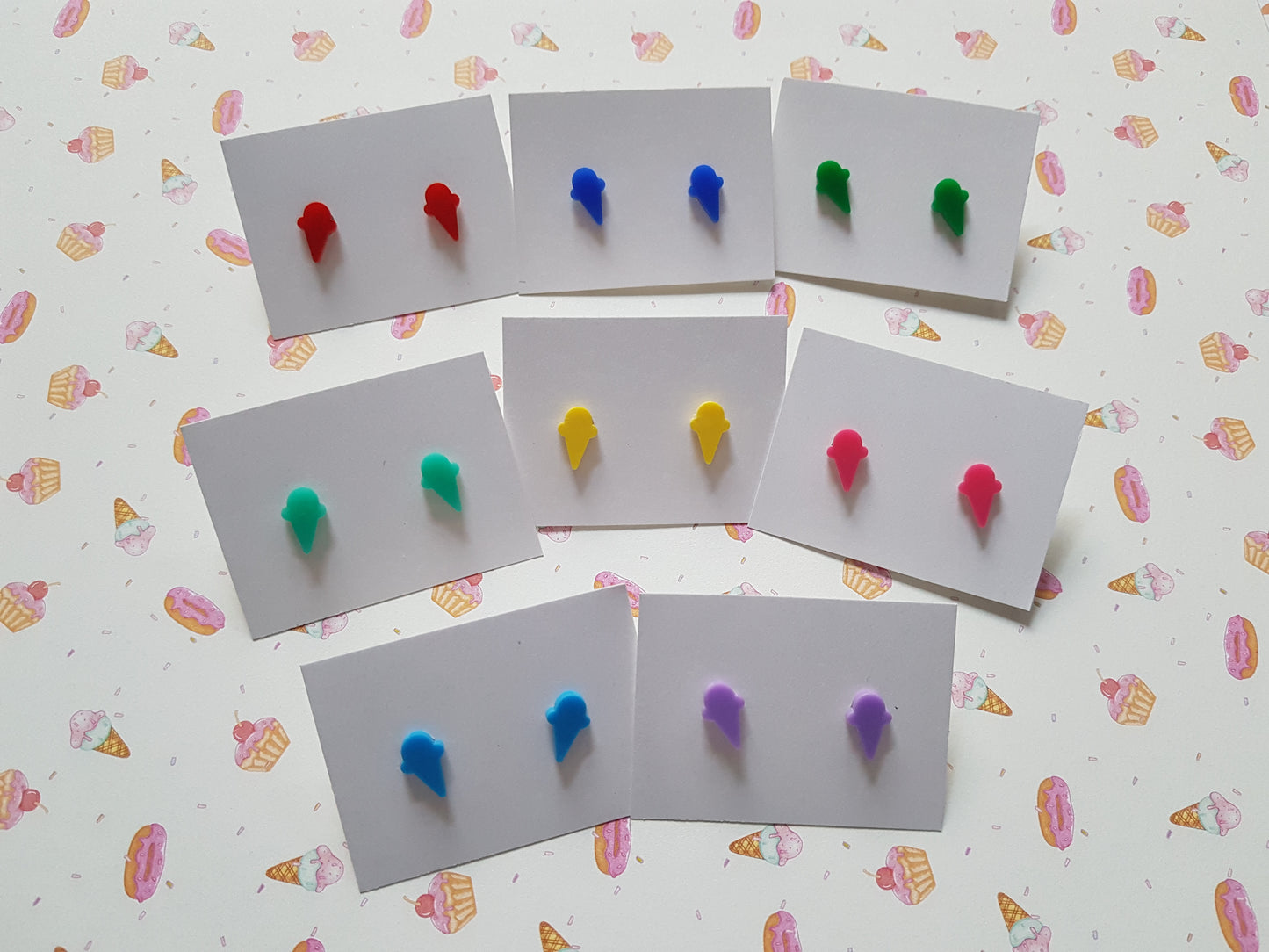 Mini Ice Cream Cone Stud Earrings | Cute Acrylic Earrings | Sweet Treat Jewelry | Gift for Her