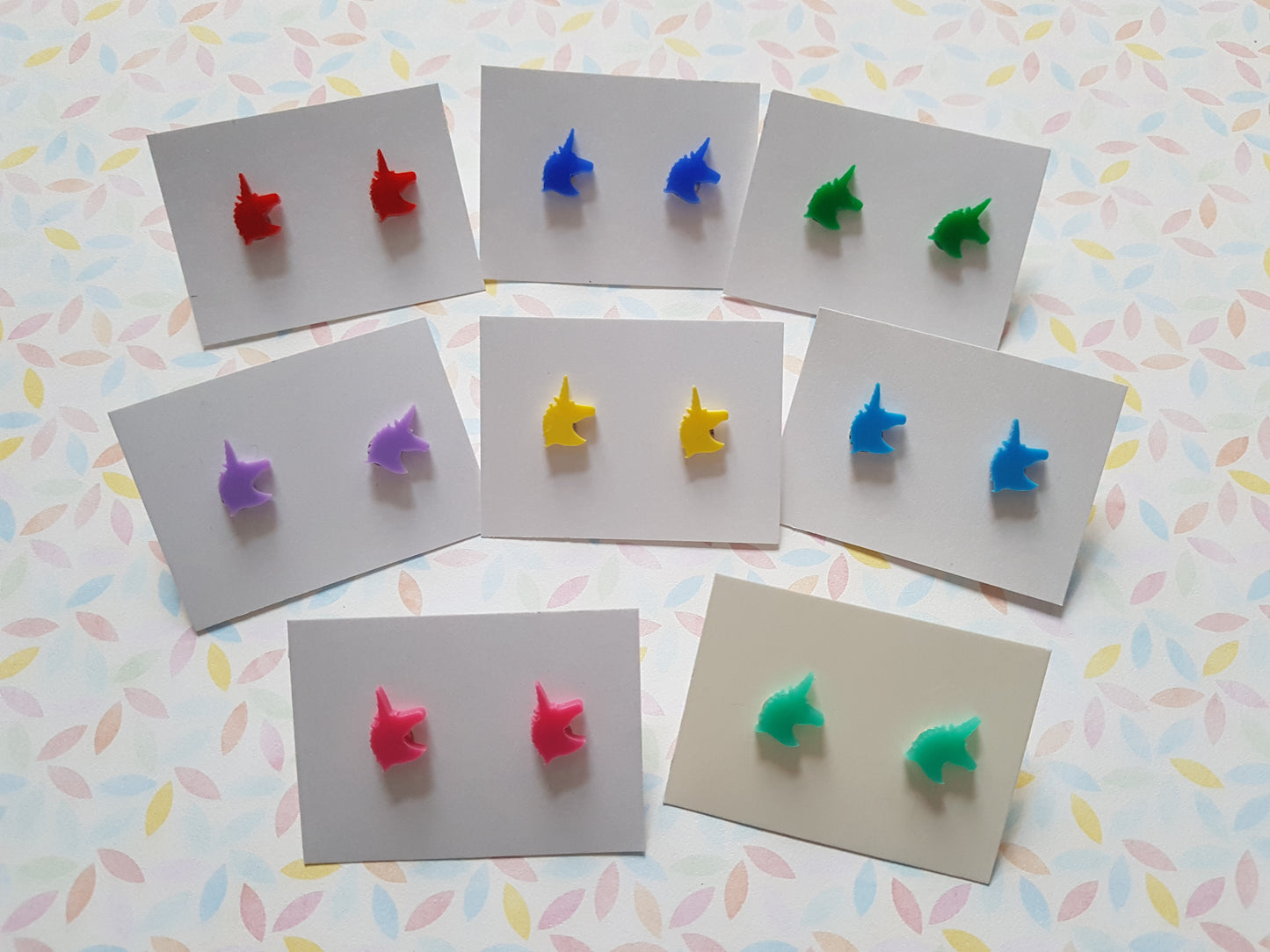 Cute Unicorn Stud Earrings - Tiny Acrylic Silver Plated Earrings for Kawaii Lovers, Gifts & Everyday Fun