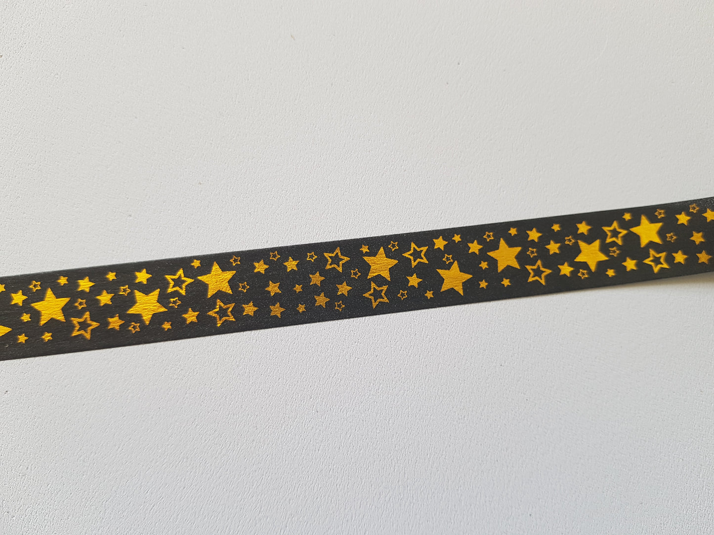 10m washi tape - 15mm - metalllic stars - gold
