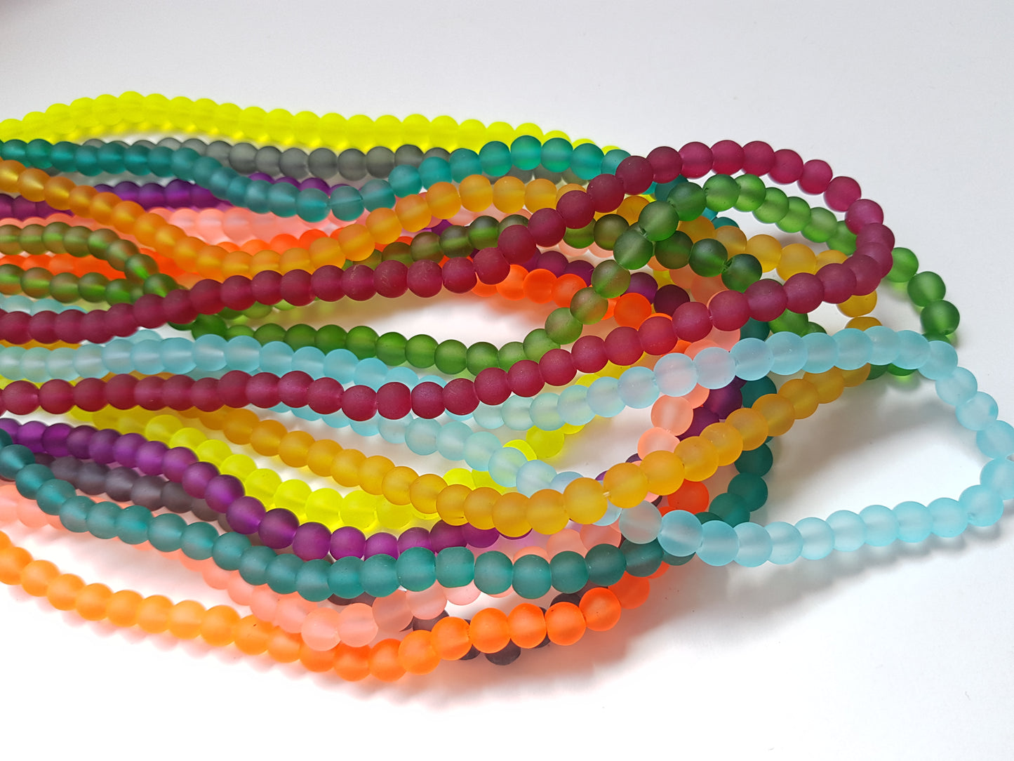 50 x 6mm Frosted Glass Beads | Round Beads for Jewellery Making, Bracelets, Necklaces & DIY Craft Projects
