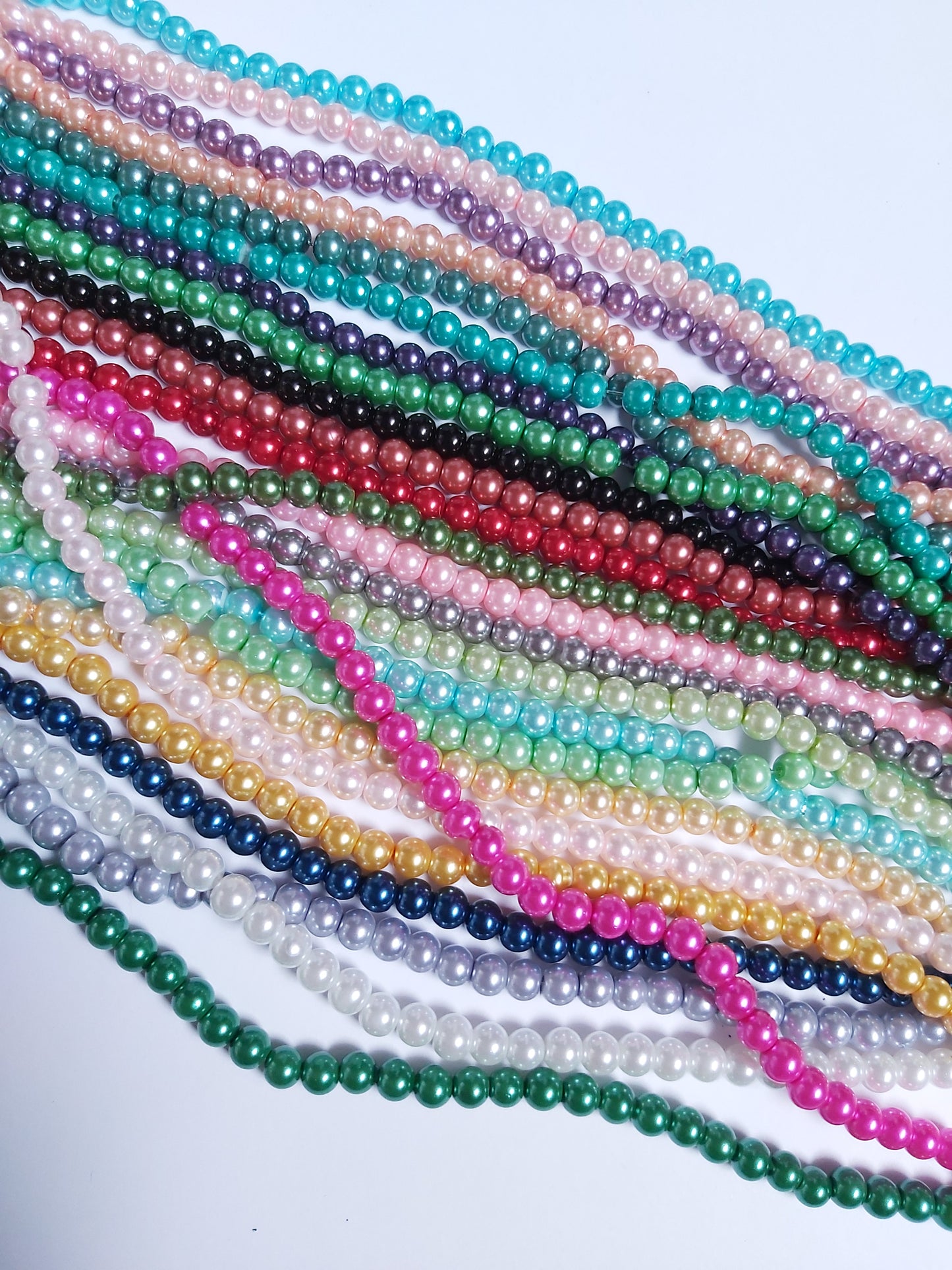 100 Glass Pearl Beads | 6mm Round Beads with 1mm Hole | Jewellery Making Supplies | Craft & DIY Beads