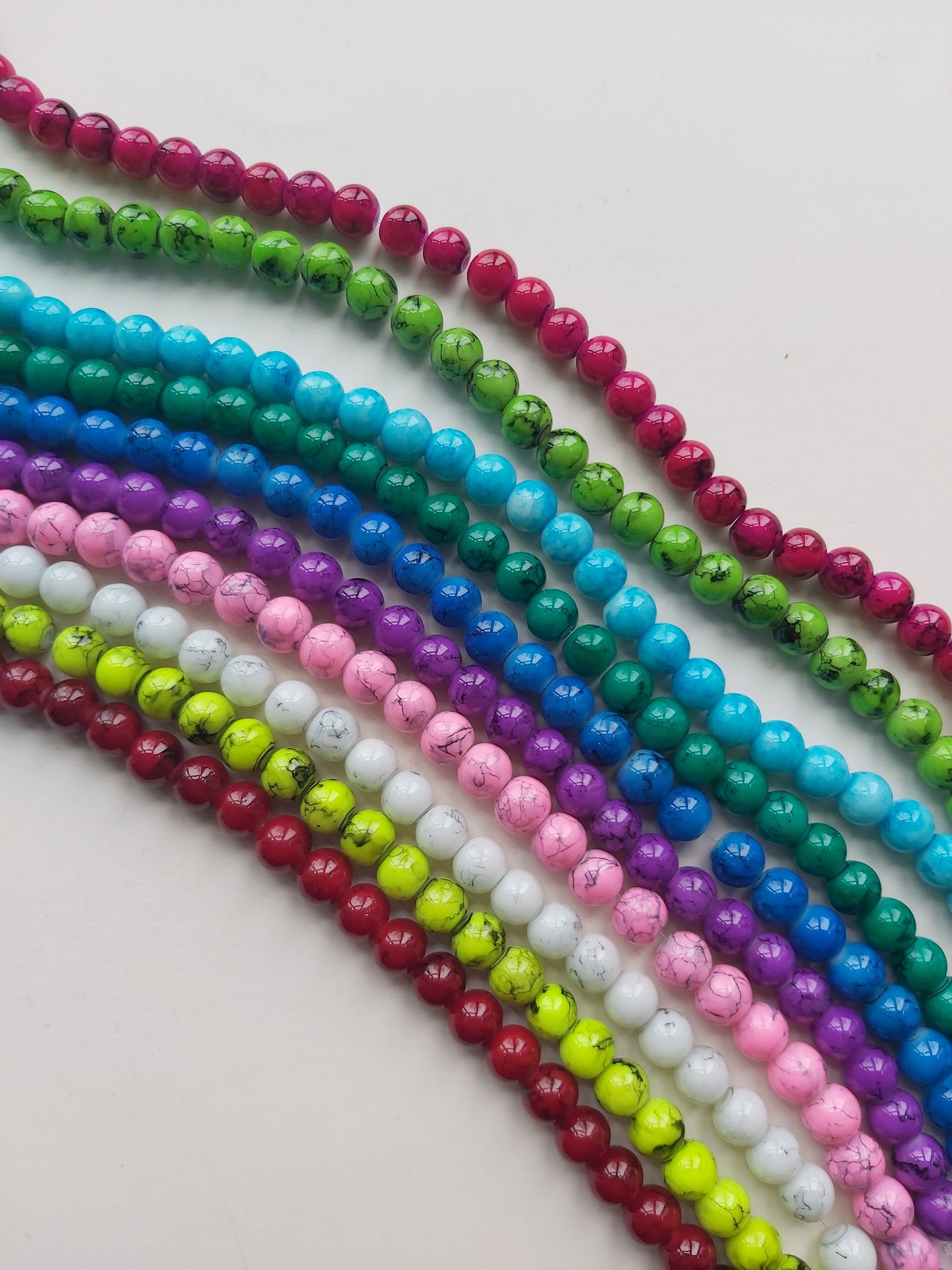 50 x 8mm Mottled Glass Round Beads | Jewellery Making Beads for Bracelets, Necklaces & DIY Crafts