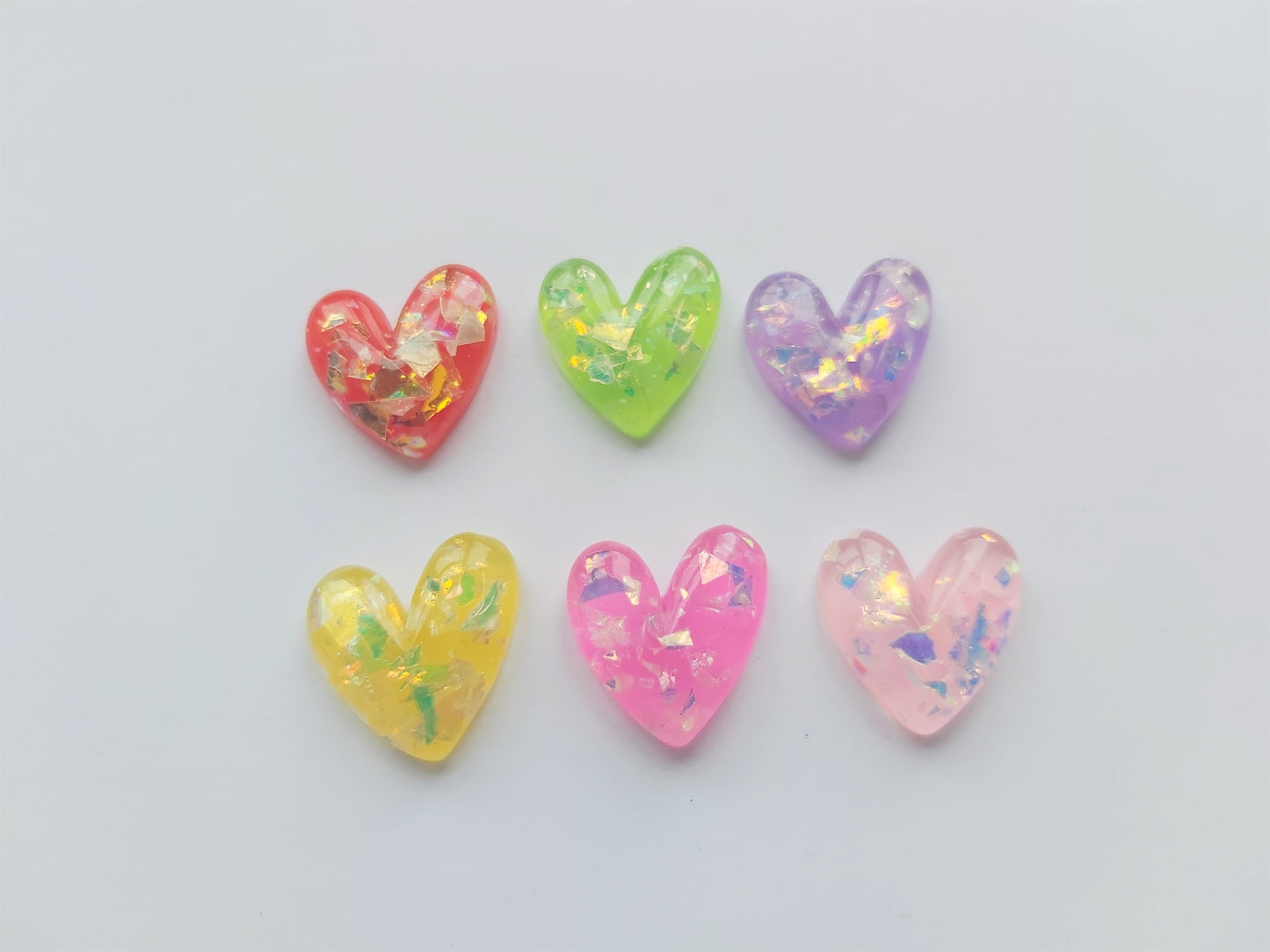 5 x 20mm Sparkle Heart Resin Flatback Cabochons | DIY Crafts, Jewellery, Scrapbooking & Embellishments