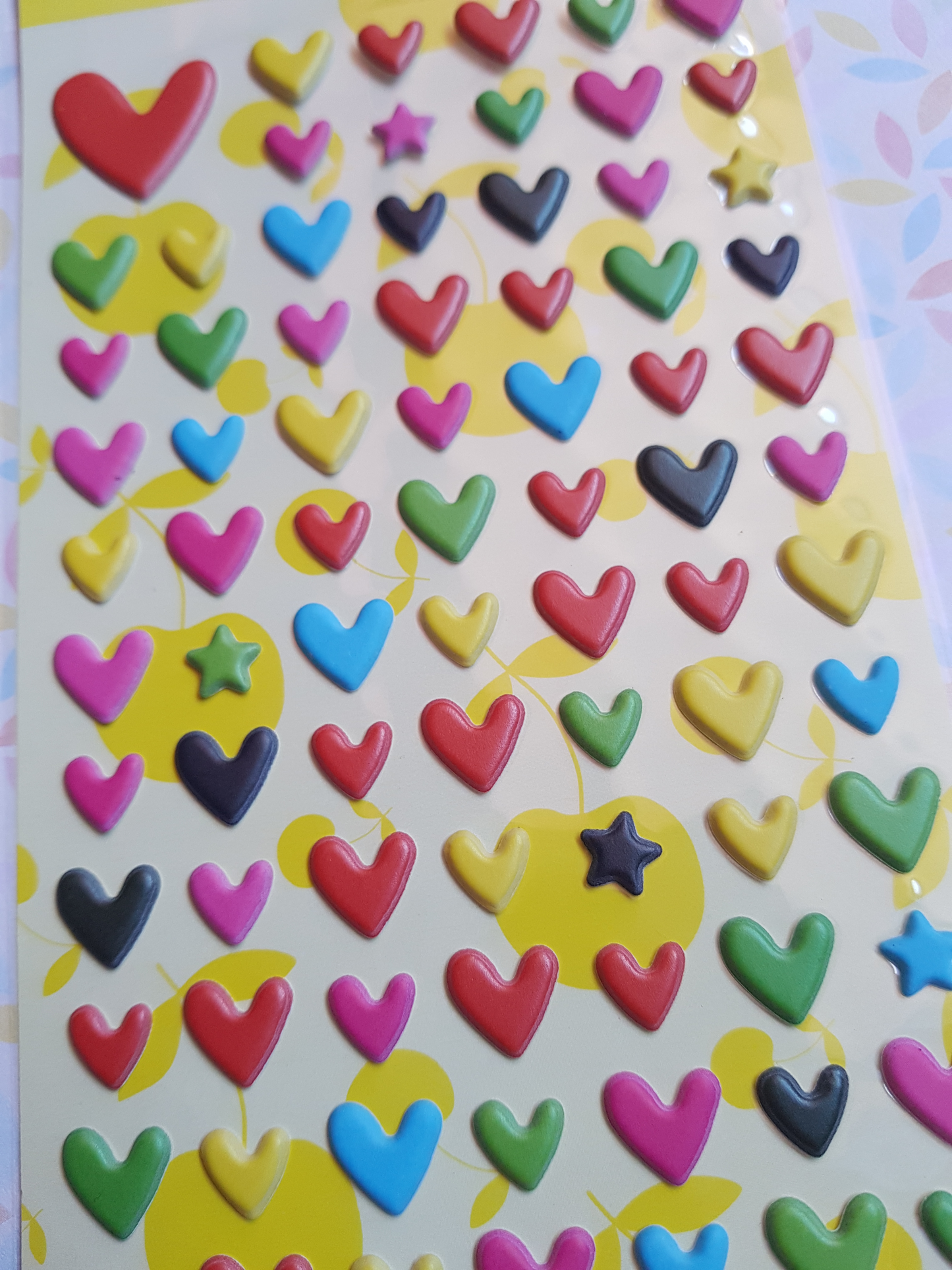puffy hearts sticker sheet