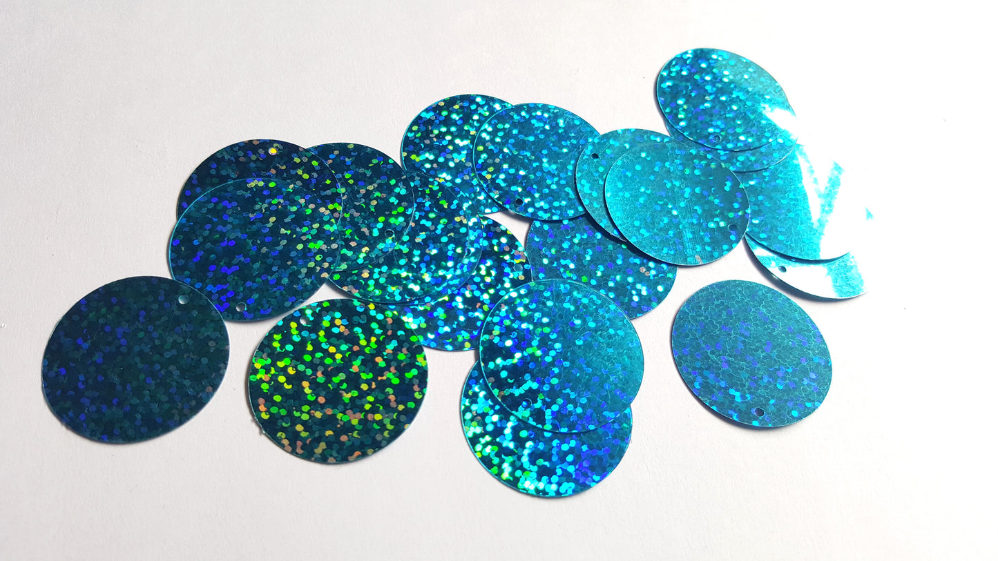20 x Holographic Round Sequins | 29mm PVC Craft Embellishments for DIY Crafts, Sewing & Decorations