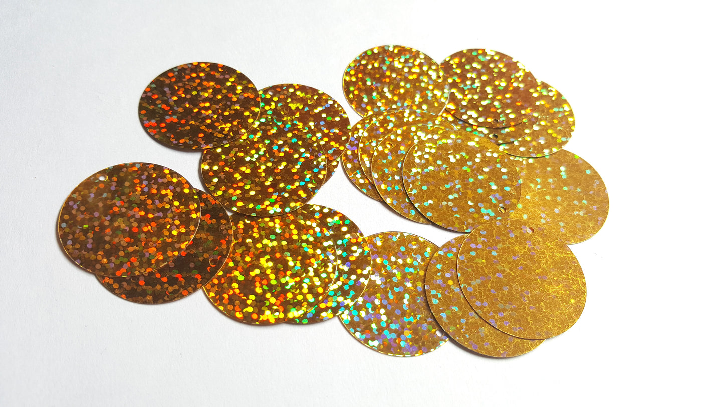 20 x Holographic Round Sequins | 29mm PVC Craft Embellishments for DIY Crafts, Sewing & Decorations
