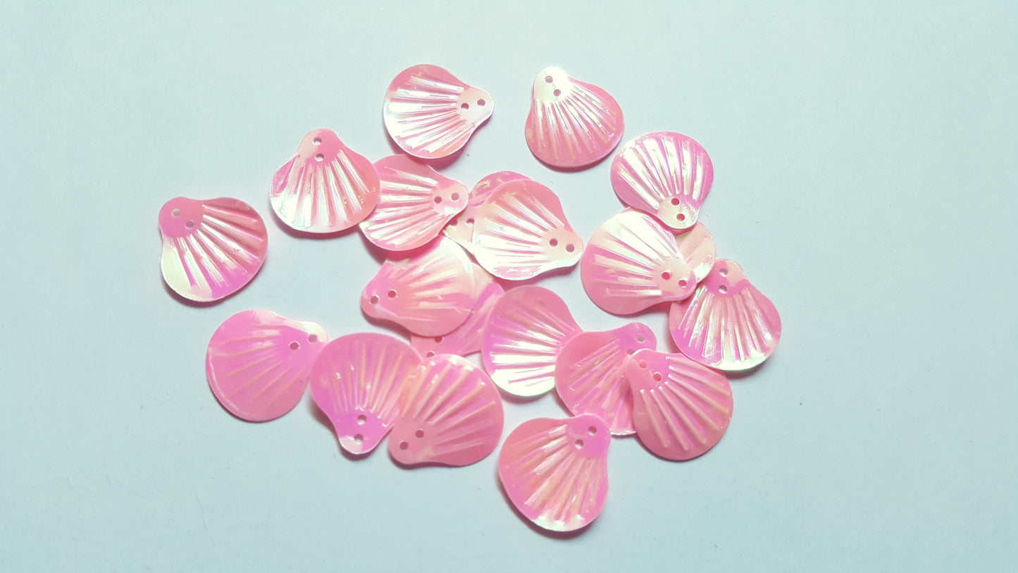 20 x AB Plated Seashell PVC Sequin Embellishments | 19mm DIY Craft Sequins for Scrapbooking, Sewing & Decorations