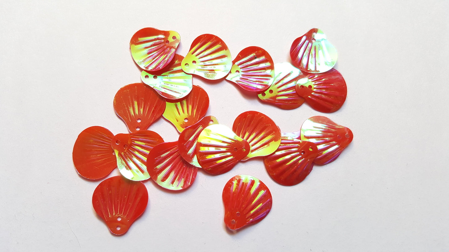 20 x AB Plated Seashell PVC Sequin Embellishments | 19mm DIY Craft Sequins for Scrapbooking, Sewing & Decorations