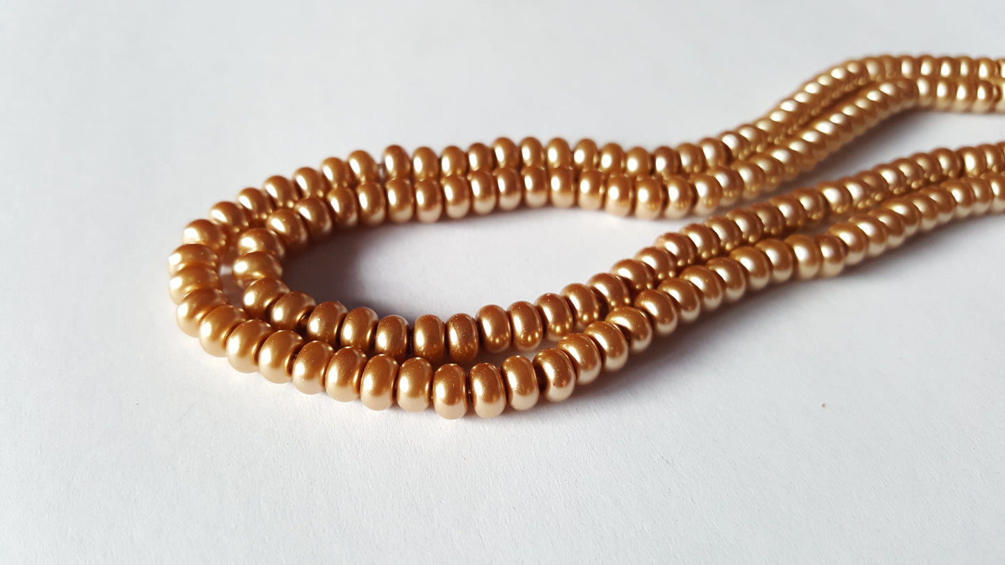 50 x 5mm Glass Pearl Rondelle Beads | Jewellery Making Beads for Bracelets, Necklaces & DIY Craft Projects