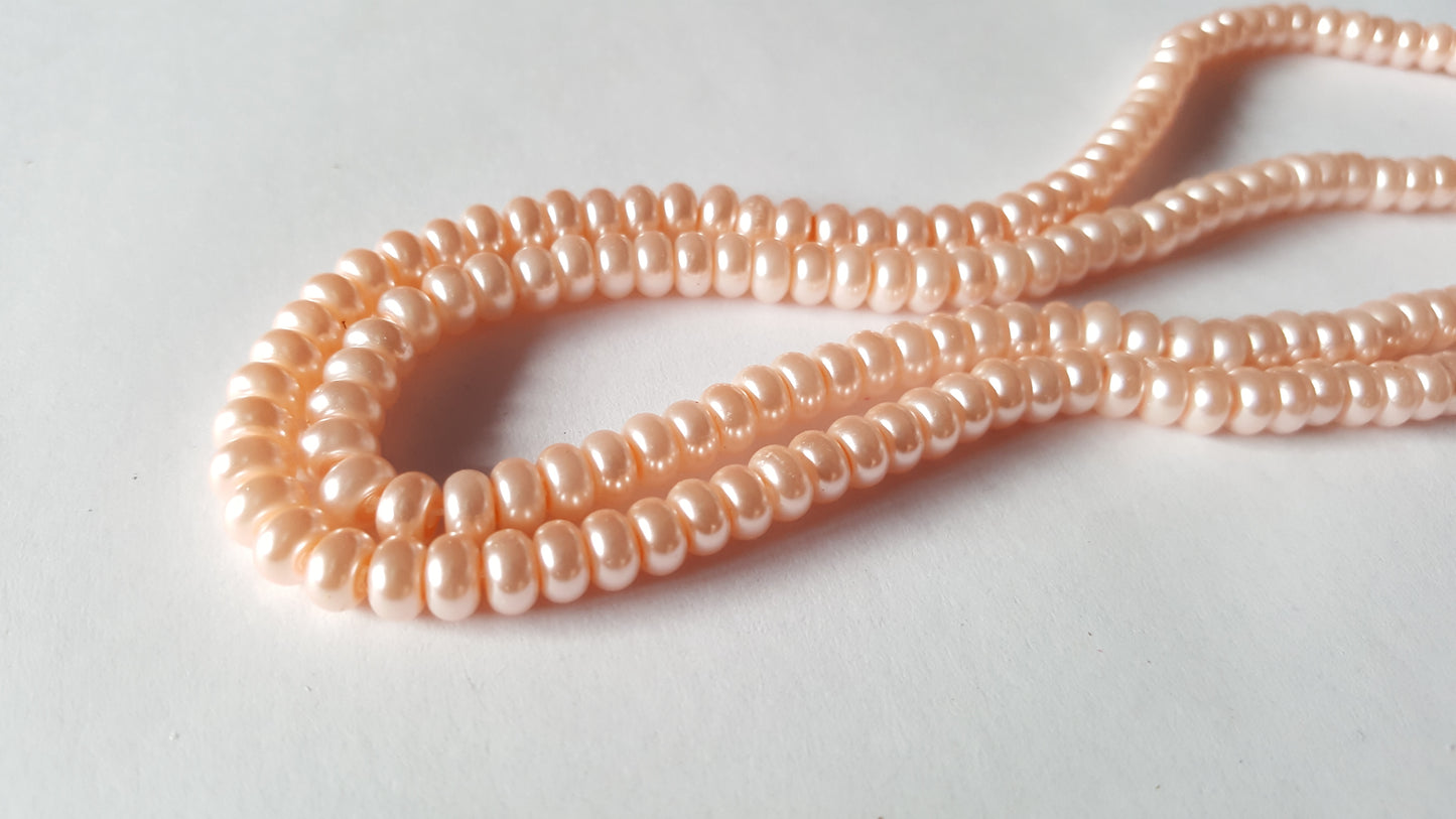 50 x 5mm Glass Pearl Rondelle Beads | Jewellery Making Beads for Bracelets, Necklaces & DIY Craft Projects