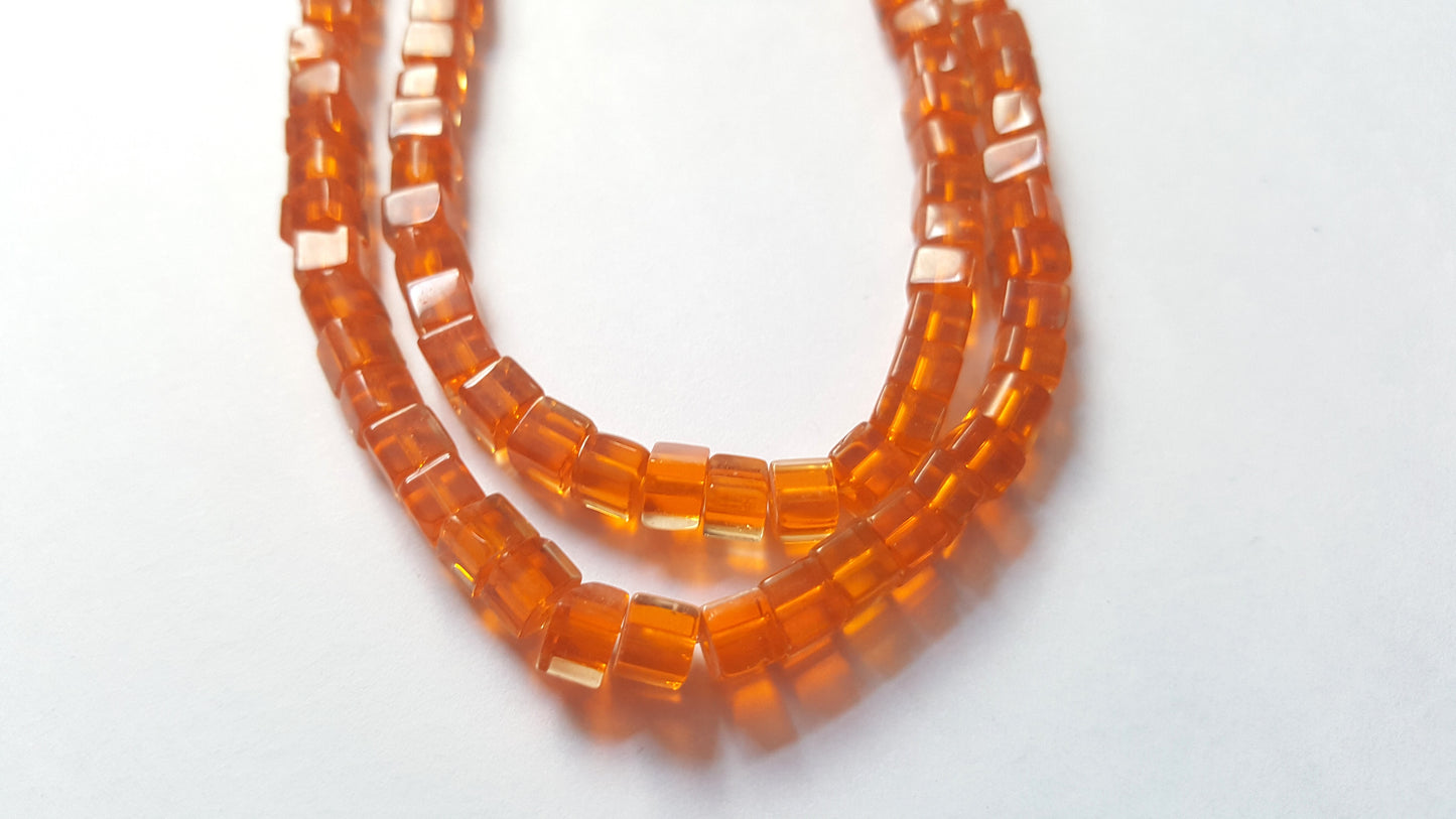 4mm glass cube beads - orange