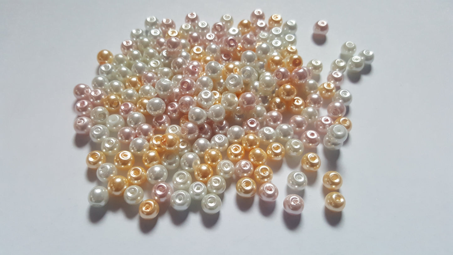 barely pink glass pearl bead mix